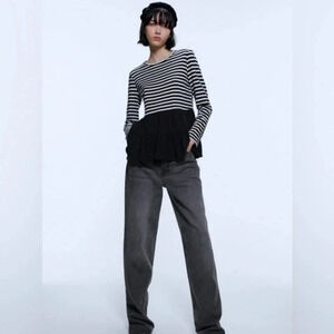 Zara ruffle long sleeve sweater